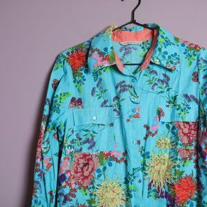 Soft Surroundings Bright Teal Floral Butterfly - S